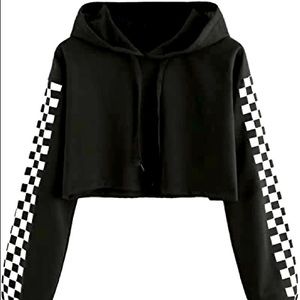 Checkered hoodie crop top